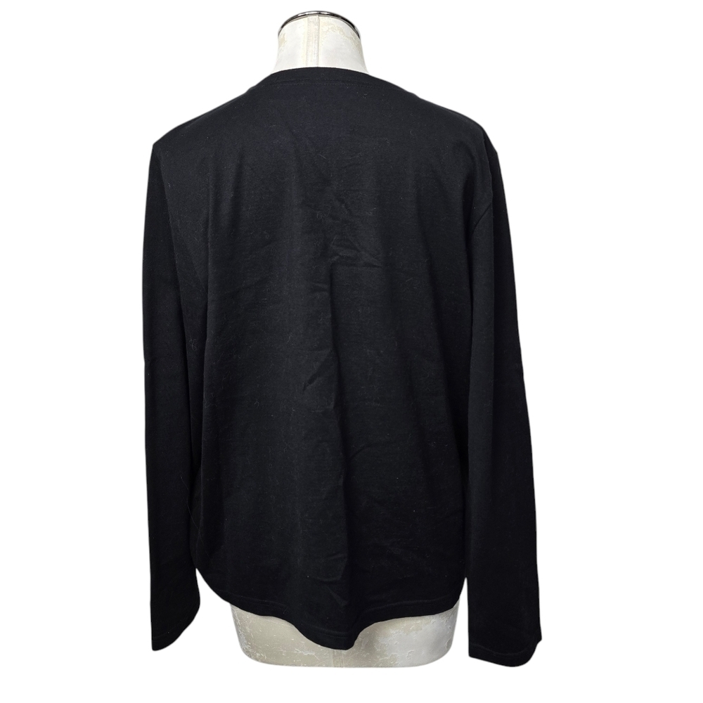Michael Simon Sequin Frog Cardigan Sweater Black Knit Button Down Size L - Picture 6 of 9